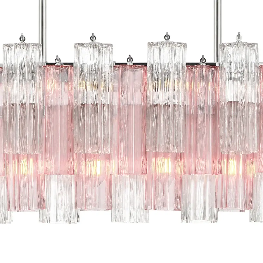 Addis 51.75" Linear Chandelier in Polished Chrome with Autumn Glass - Image 62