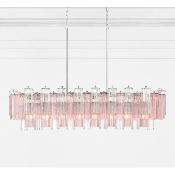 Addis 51.75" Linear Chandelier in Polished Chrome with Autumn Glass - Image 63