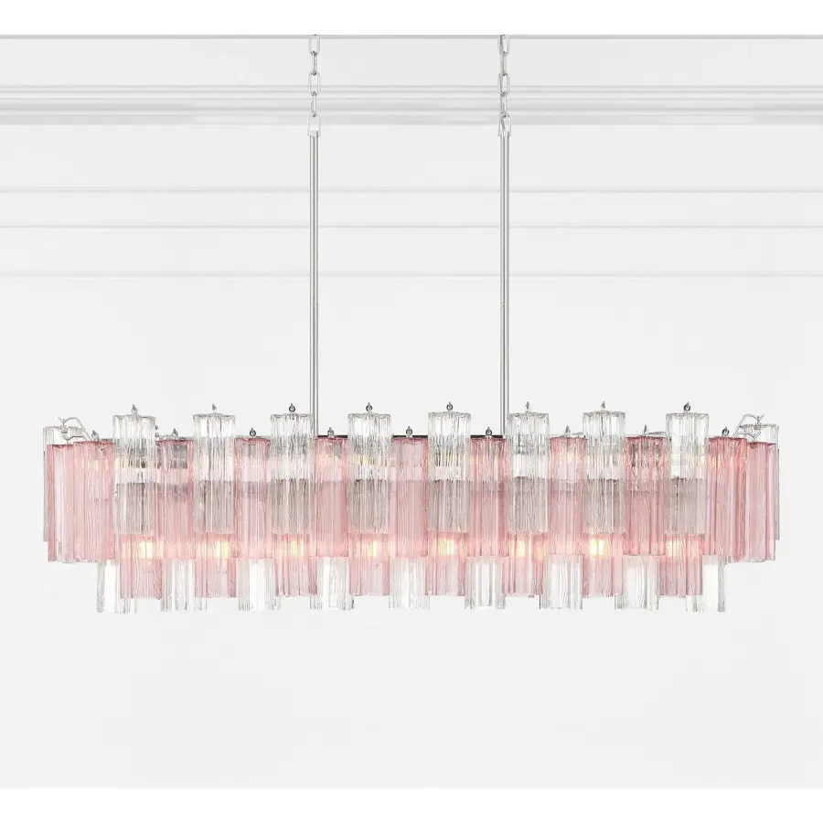Addis 51.75" Linear Chandelier in Polished Chrome with Autumn Glass - Image 63
