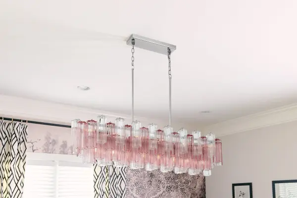 Addis 51.75" Linear Chandelier in Polished Chrome with Autumn Glass - Image 64