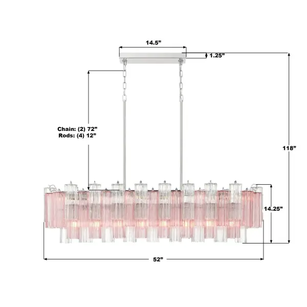 Addis 51.75" Linear Chandelier in Polished Chrome with Autumn Glass - Image 65