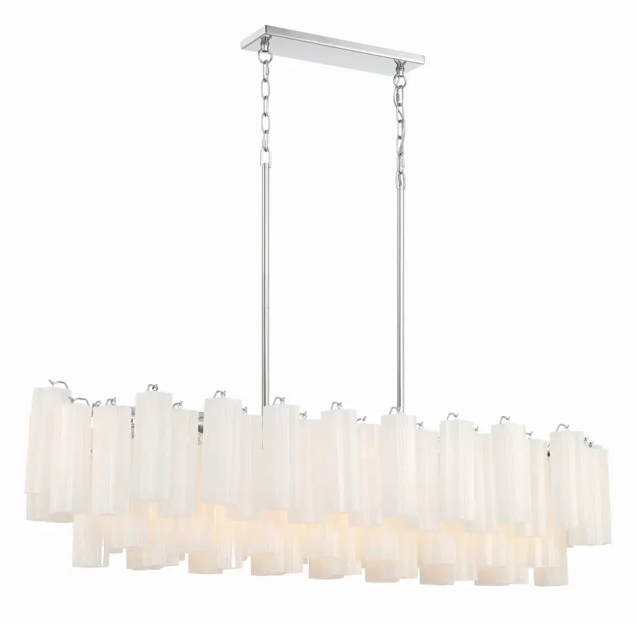 Addis 51.75" Linear Chandelier in Polished Chrome with Autumn Glass - Image 67