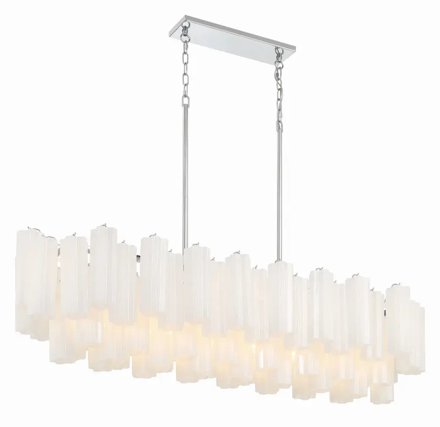 Addis 51.75" Linear Chandelier in Polished Chrome with Autumn Glass - Image 69