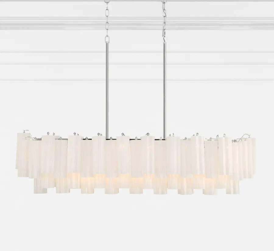 Addis 51.75" Linear Chandelier in Polished Chrome with Autumn Glass - Image 70
