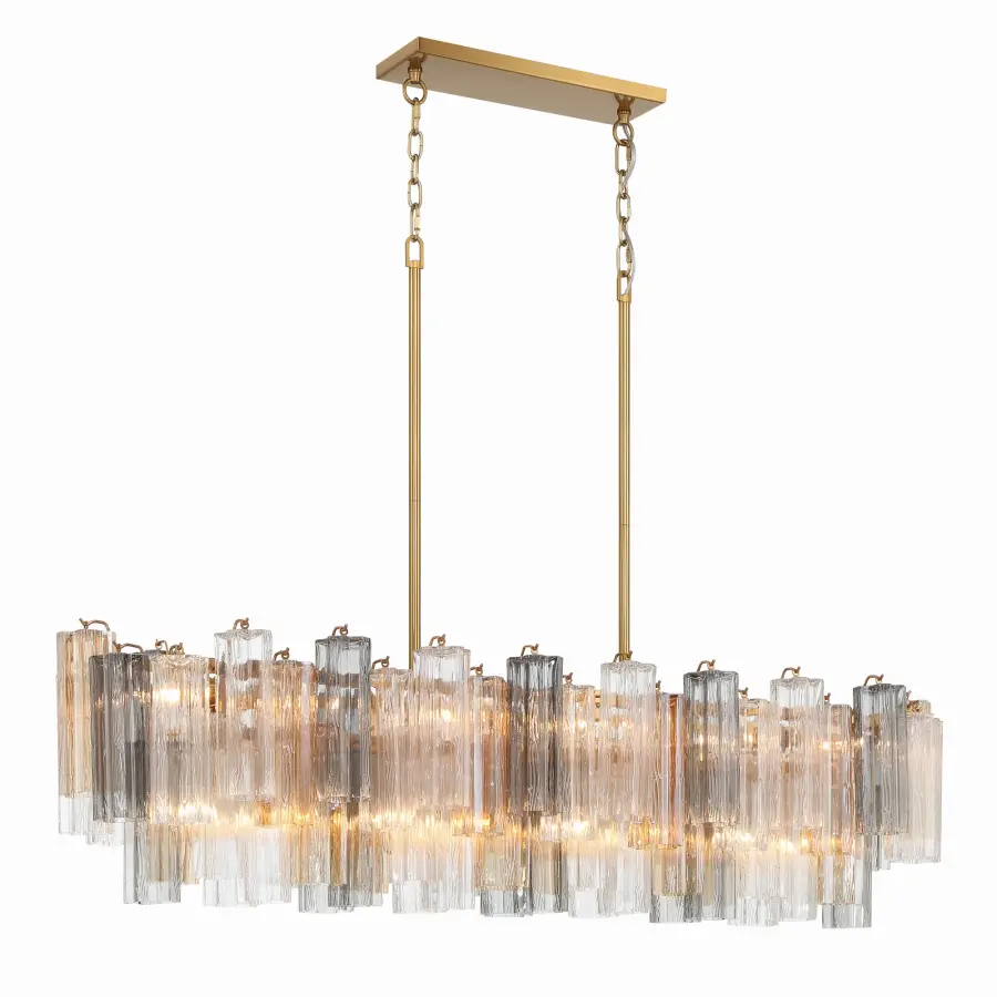 Addis 51.75" Linear Chandelier in Polished Chrome with Autumn Glass - Image 8