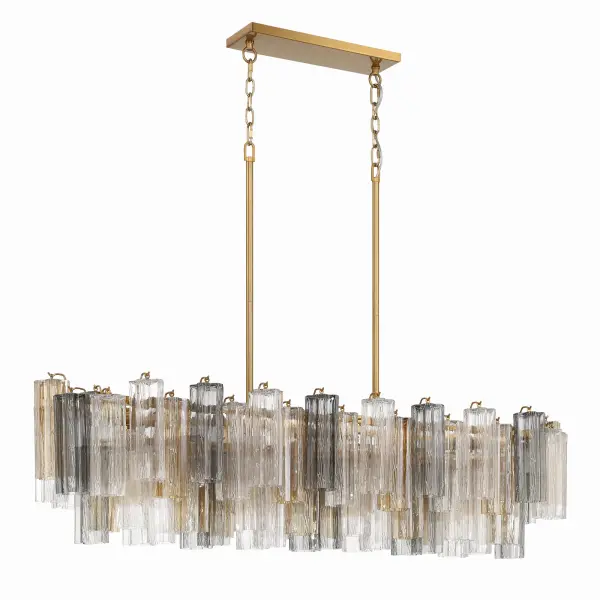 Addis 51.75" Linear Chandelier in Polished Chrome with Autumn Glass - Image 9