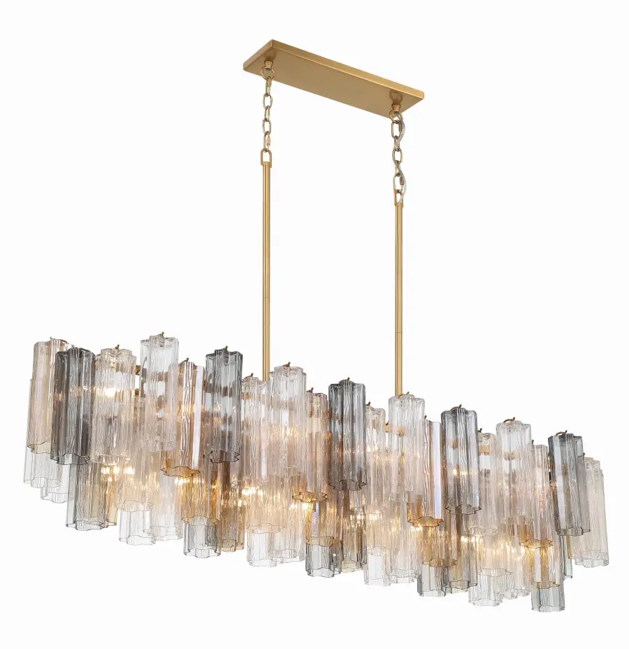 Addis 51.75" Linear Chandelier in Polished Chrome with Autumn Glass - Image 10