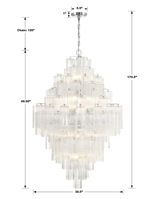 Addis 31.5" Chandelier in Polished Chrome with Autumn Glass - Image 23