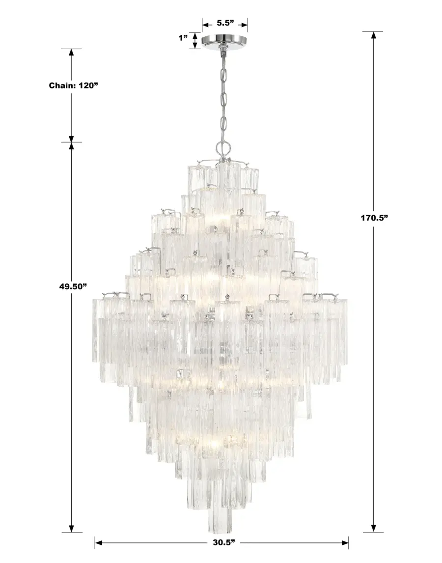 Addis 31.5" Chandelier in Polished Chrome with Autumn Glass - Image 23