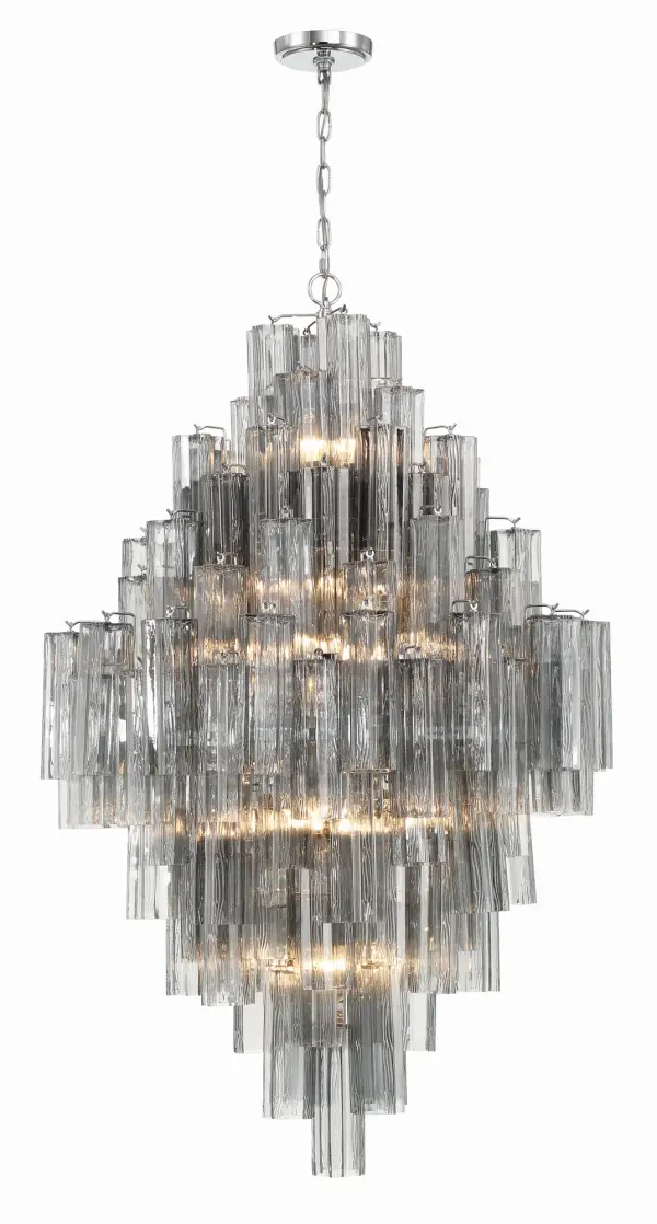 Addis 31.5" Chandelier in Polished Chrome with Autumn Glass - Image 24