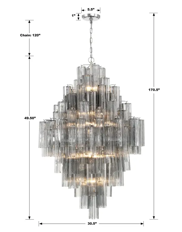Addis 31.5" Chandelier in Polished Chrome with Autumn Glass - Image 29