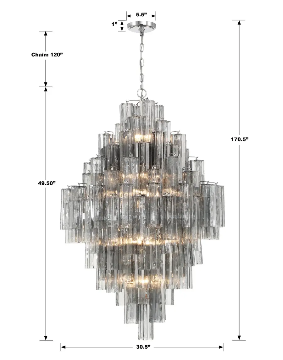 Addis 31.5" Chandelier in Polished Chrome with Autumn Glass - Image 29