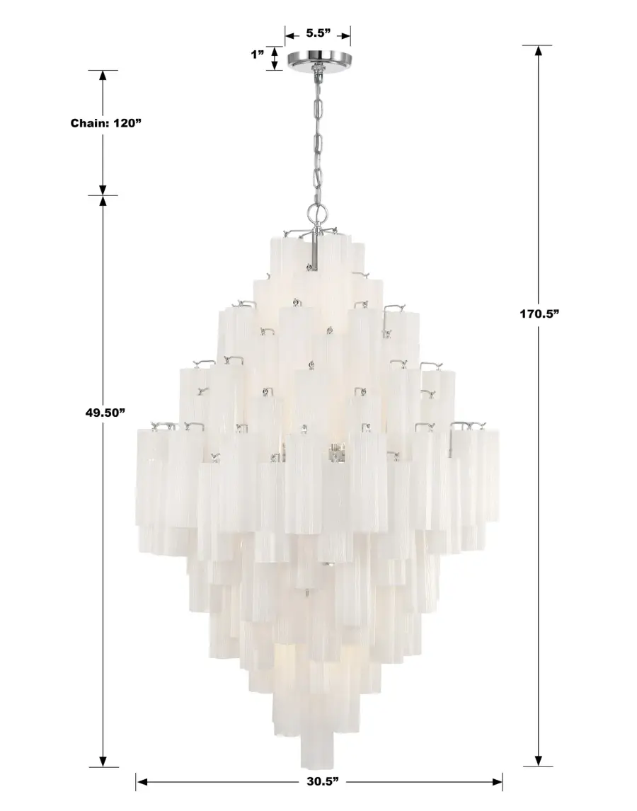 Addis 31.5" Chandelier in Polished Chrome with Autumn Glass - Image 37