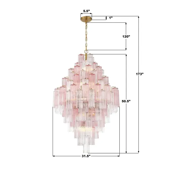 Addis 31.5" Chandelier in Polished Chrome with Autumn Glass - Image 46