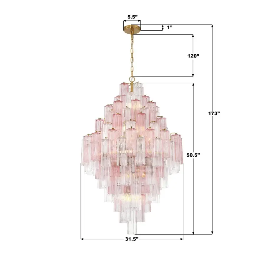 Addis 31.5" Chandelier in Polished Chrome with Autumn Glass - Image 46