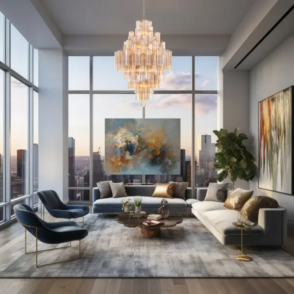 Addis 31.5" Chandelier in Polished Chrome with Autumn Glass - Image 52