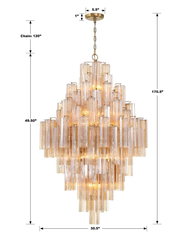 Addis 31.5" Chandelier in Polished Chrome with Autumn Glass - Image 54