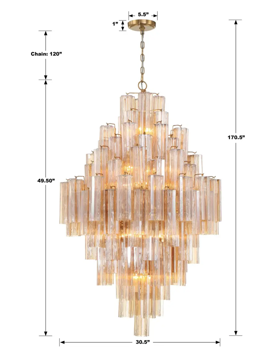 Addis 31.5" Chandelier in Polished Chrome with Autumn Glass - Image 54