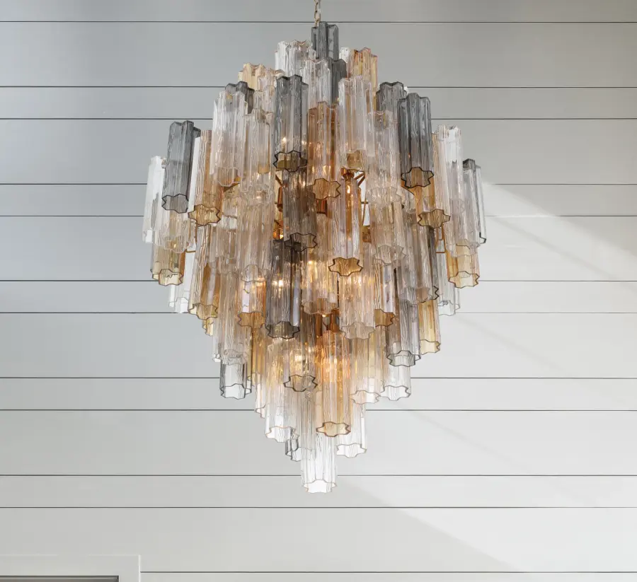 Addis 31.5" Chandelier in Polished Chrome with Autumn Glass - Image 60
