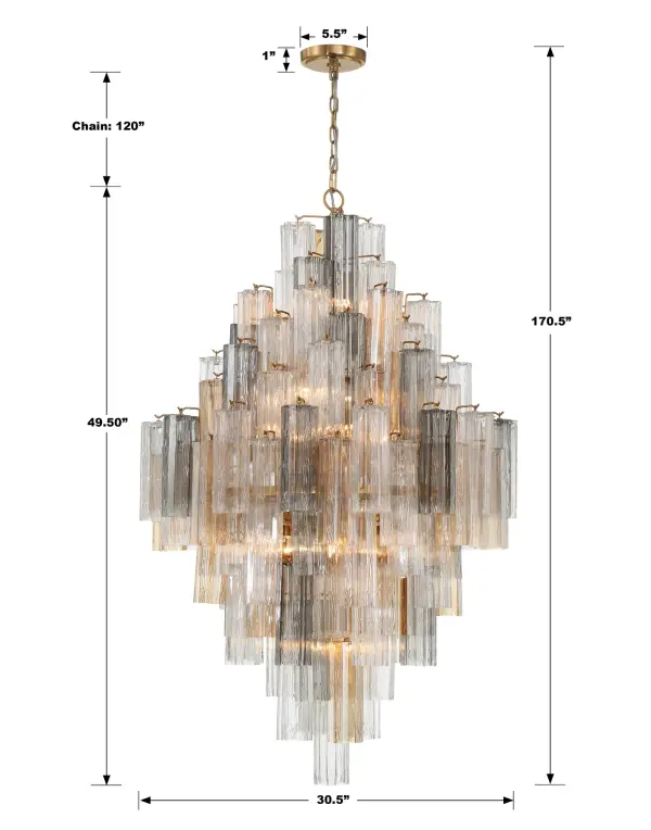Addis 31.5" Chandelier in Polished Chrome with Autumn Glass - Image 63