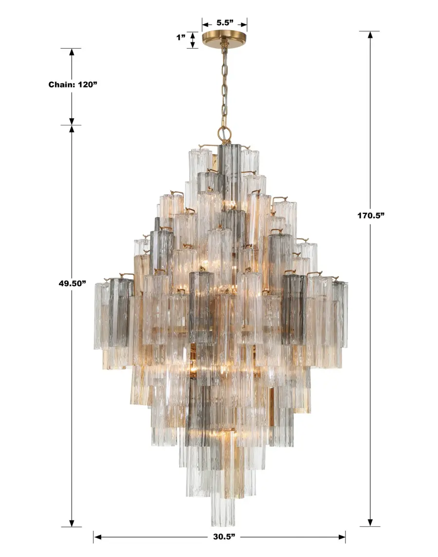 Addis 31.5" Chandelier in Polished Chrome with Autumn Glass - Image 63