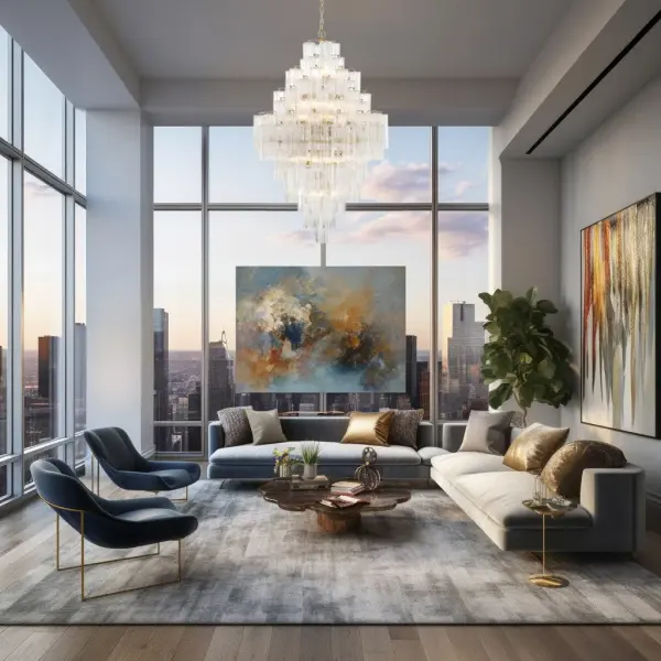 Addis 31.5" Chandelier in Polished Chrome with Autumn Glass - Image 69