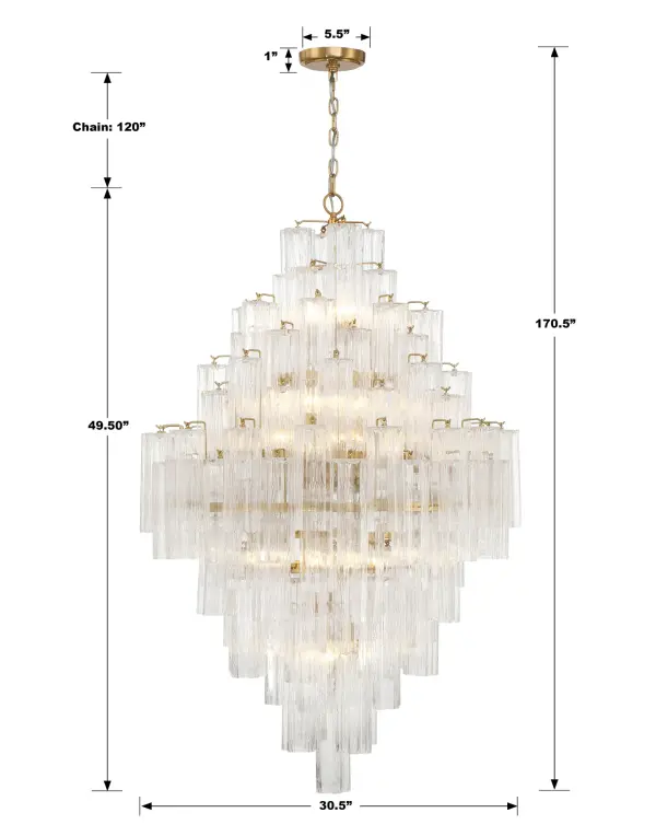 Addis 31.5" Chandelier in Polished Chrome with Autumn Glass - Image 72