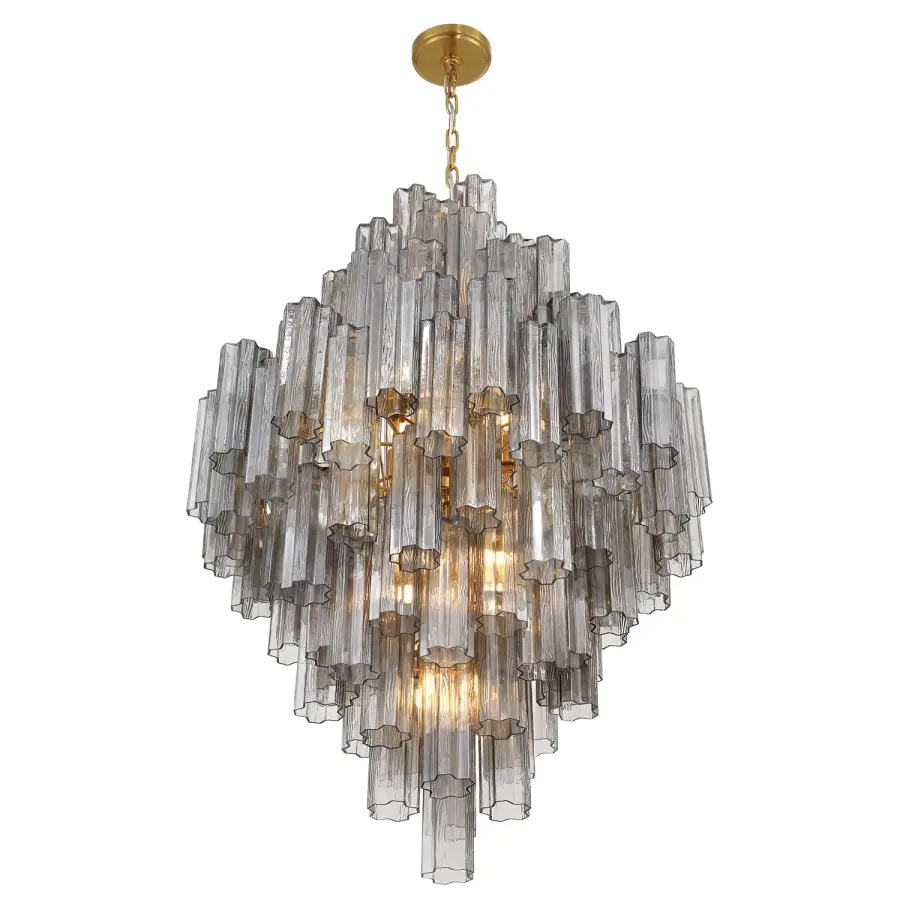 Addis 31.5" Chandelier in Polished Chrome with Autumn Glass - Image 76