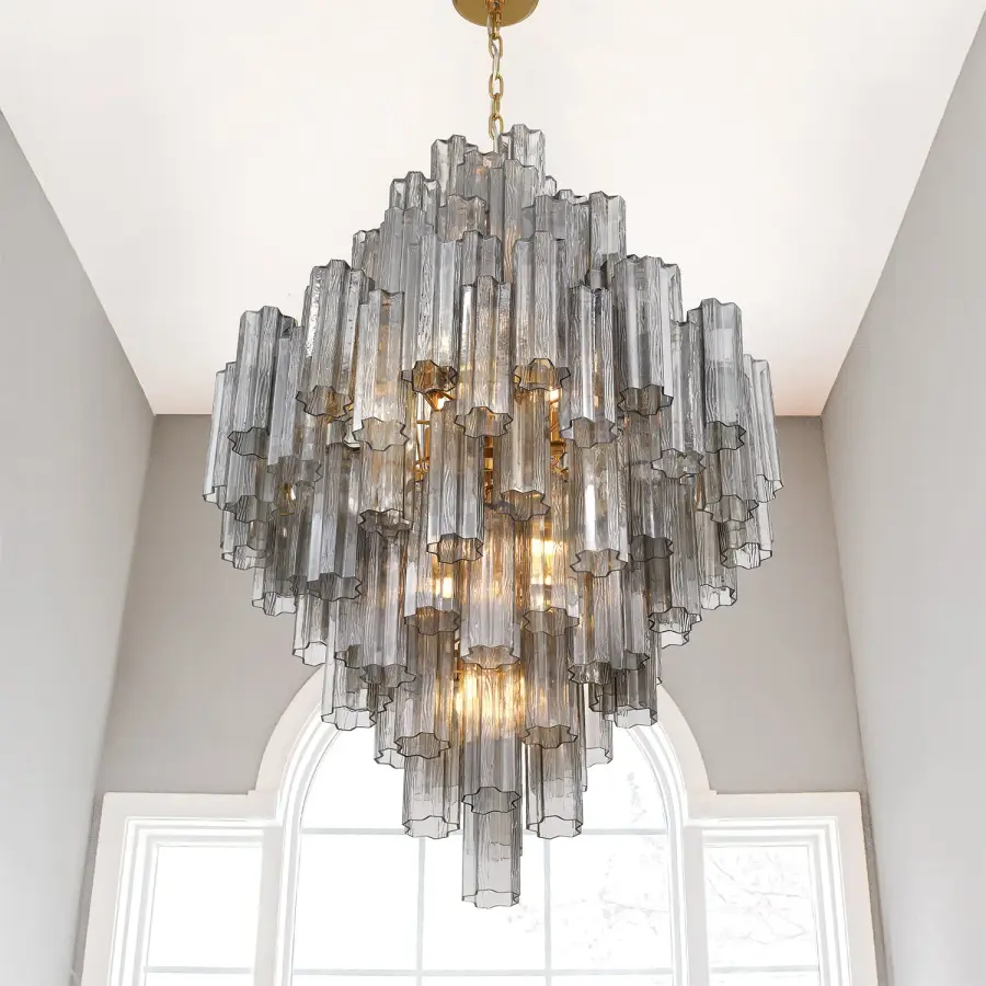 Addis 31.5" Chandelier in Polished Chrome with Autumn Glass - Image 78