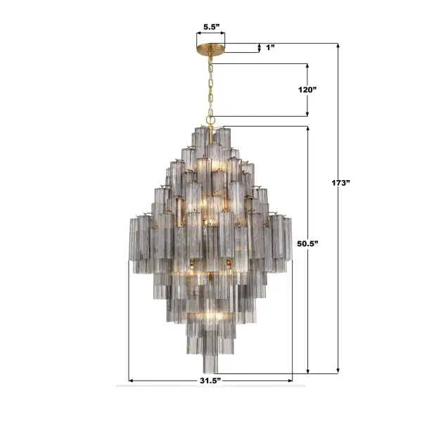 Addis 31.5" Chandelier in Polished Chrome with Autumn Glass - Image 79