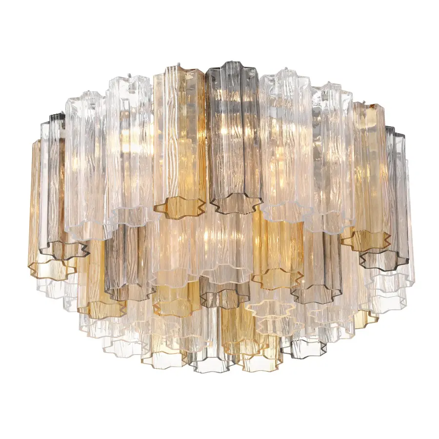 Addis 22.25" Flush Mount in Polished Chrome with Autumn Glass - Image 11