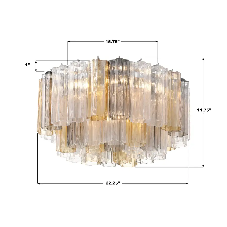 Addis 22.25" Flush Mount in Polished Chrome with Autumn Glass - Image 14