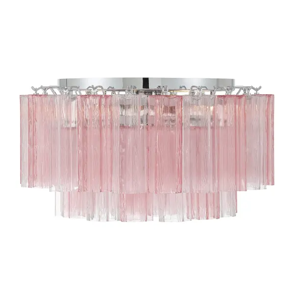 Addis 22.25" Flush Mount in Polished Chrome with Autumn Glass - Image 3
