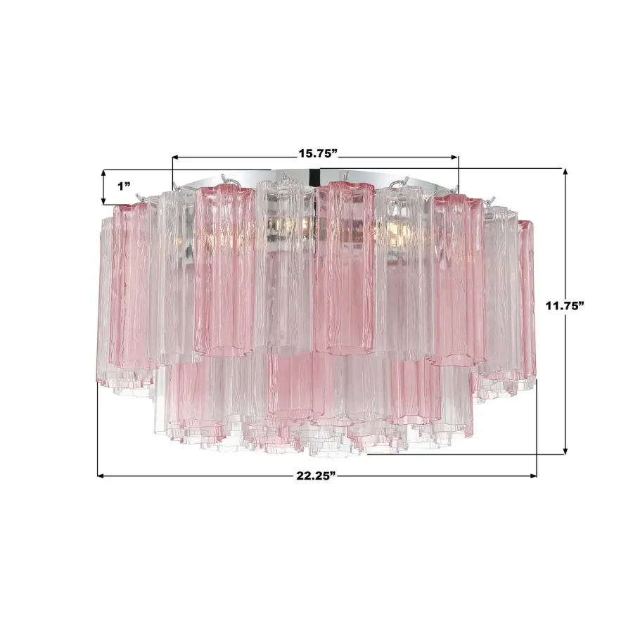 Addis 22.25" Flush Mount in Polished Chrome with Autumn Glass - Image 7