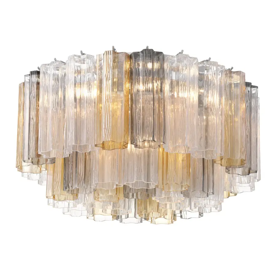 Addis 22.25" Flush Mount in Polished Chrome with Autumn Glass - Image 8