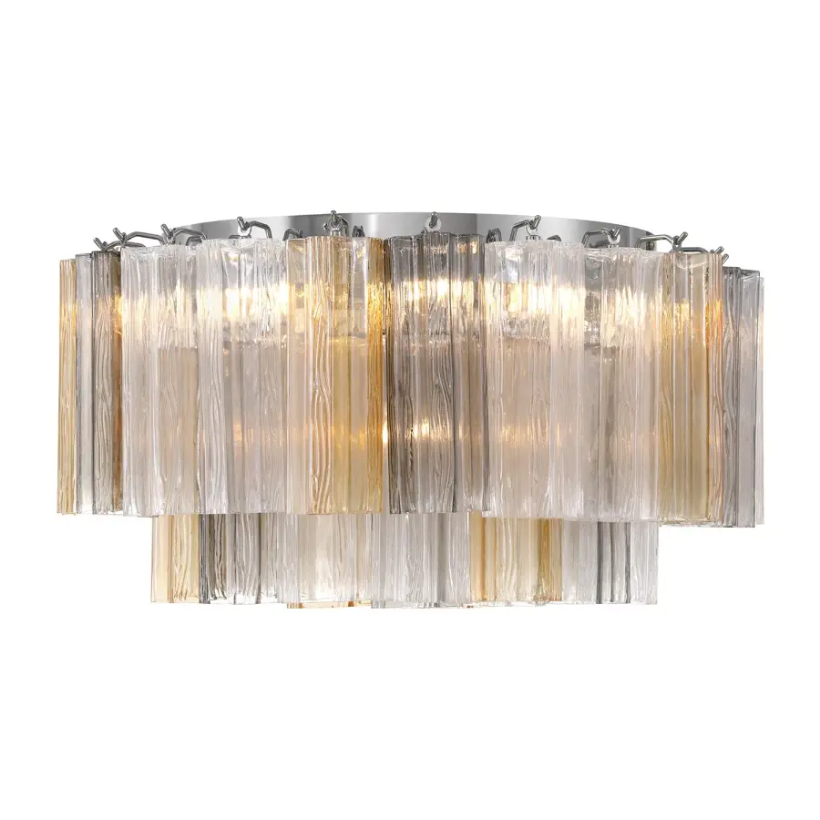 Addis 22.25" Flush Mount in Polished Chrome with Autumn Glass - Image 10