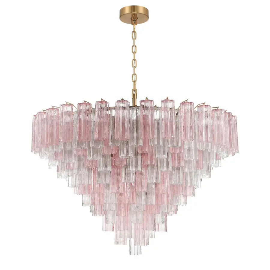 Addis 49" Chandelier in Aged Brass with Amber Glass - Image 2