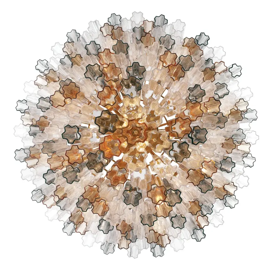 Addis 49" Chandelier in Aged Brass with Amber Glass - Image 11