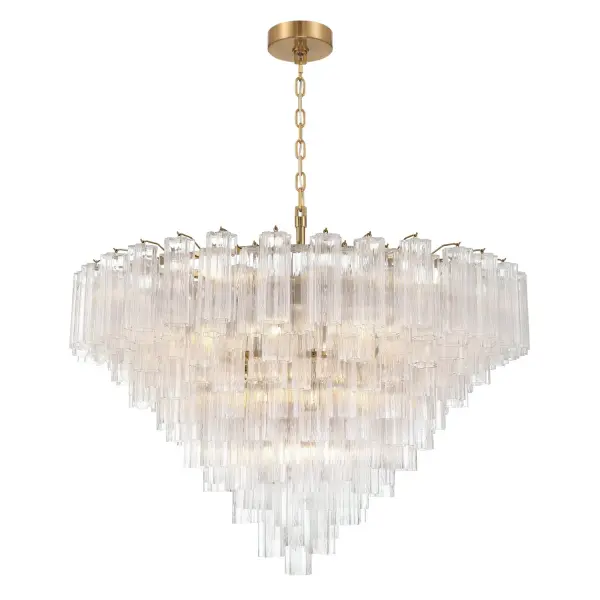 Addis 49" Chandelier in Aged Brass with Amber Glass - Image 15