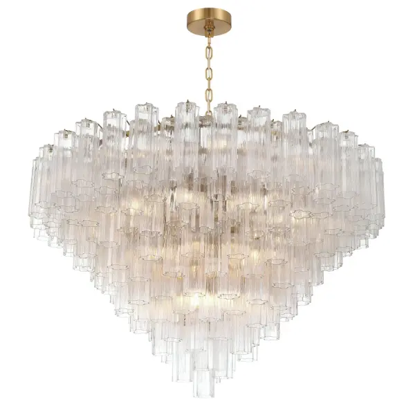 Addis 49" Chandelier in Aged Brass with Amber Glass - Image 17