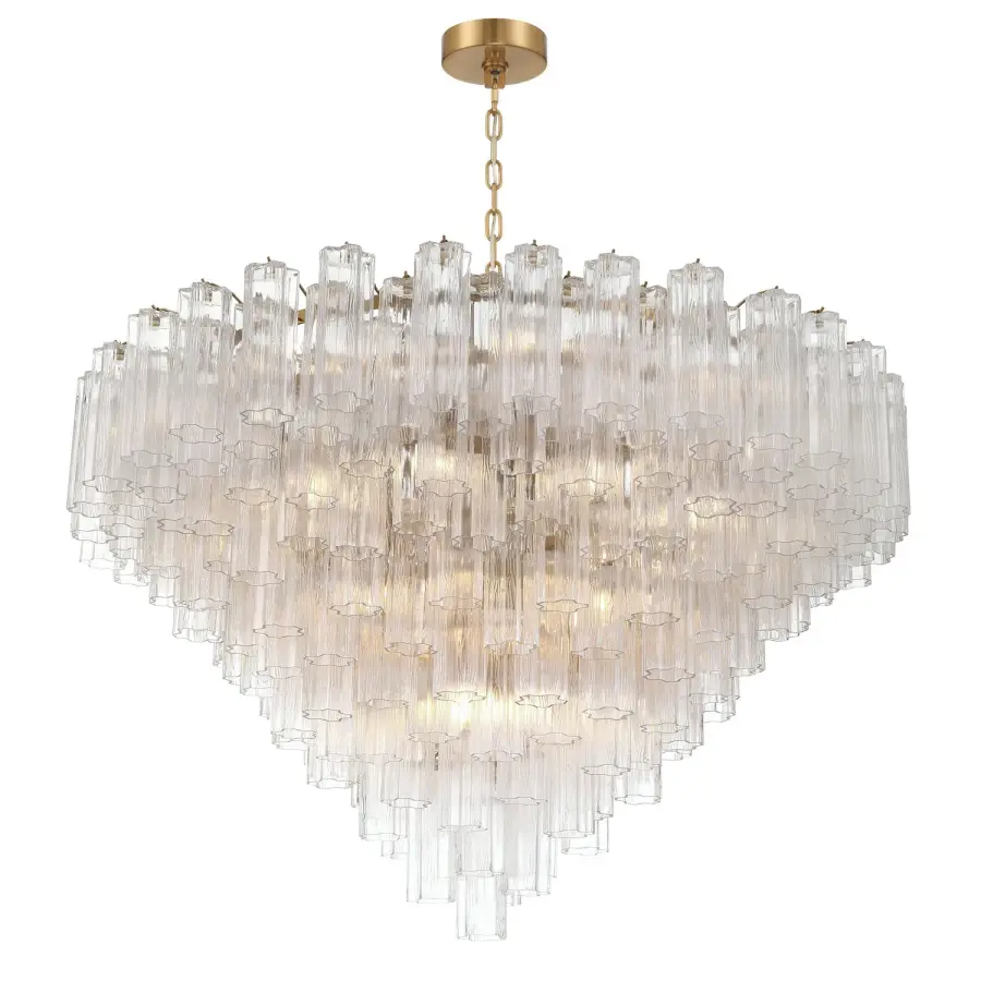 Addis 49" Chandelier in Aged Brass with Amber Glass - Image 17