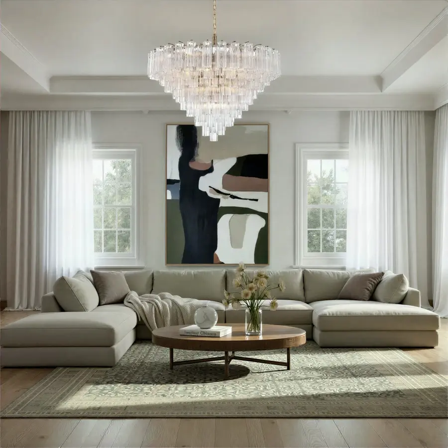 Addis 49" Chandelier in Aged Brass with Amber Glass - Image 20