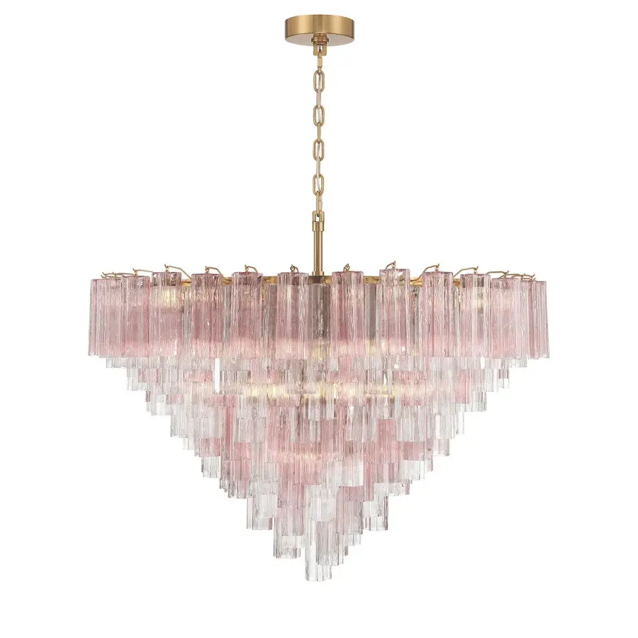 Addis 49" Chandelier in Aged Brass with Amber Glass - Image 3