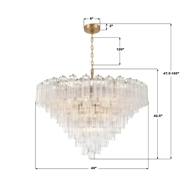 Addis 49" Chandelier in Aged Brass with Amber Glass - Image 21
