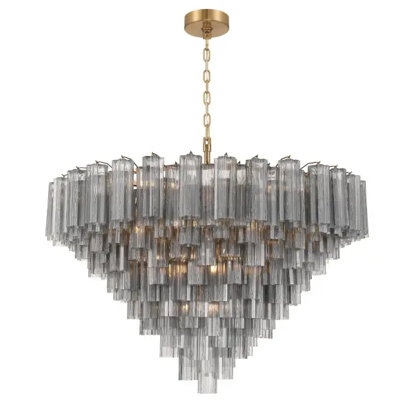Addis 49" Chandelier in Aged Brass with Amber Glass - Image 22