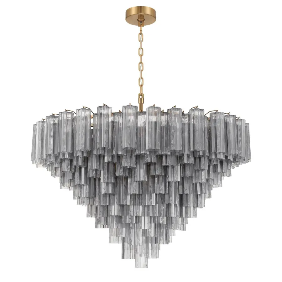 Addis 49" Chandelier in Aged Brass with Amber Glass - Image 23