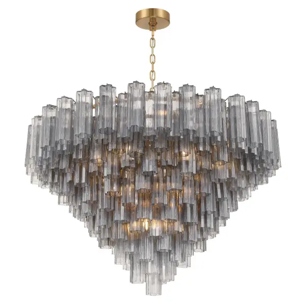 Addis 49" Chandelier in Aged Brass with Amber Glass - Image 24