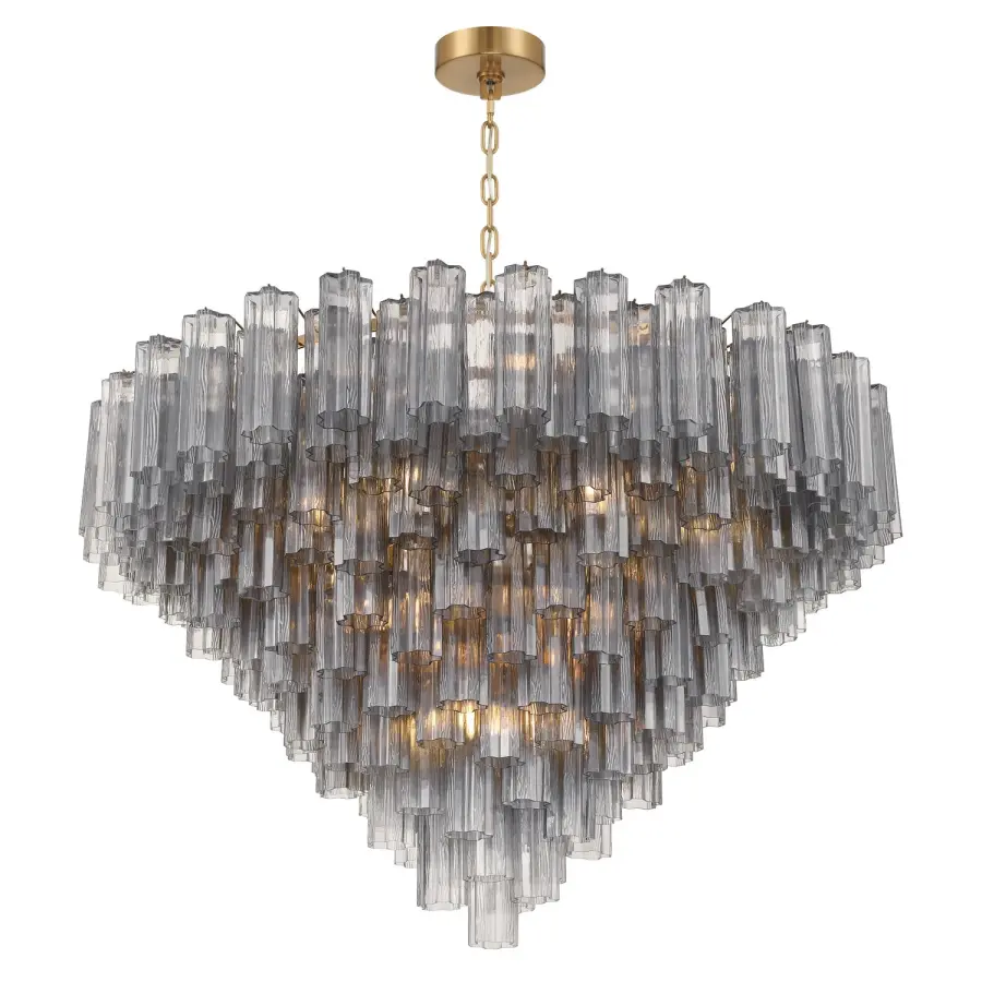 Addis 49" Chandelier in Aged Brass with Amber Glass - Image 24