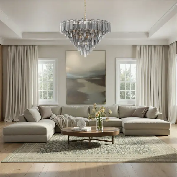 Addis 49" Chandelier in Aged Brass with Amber Glass - Image 27