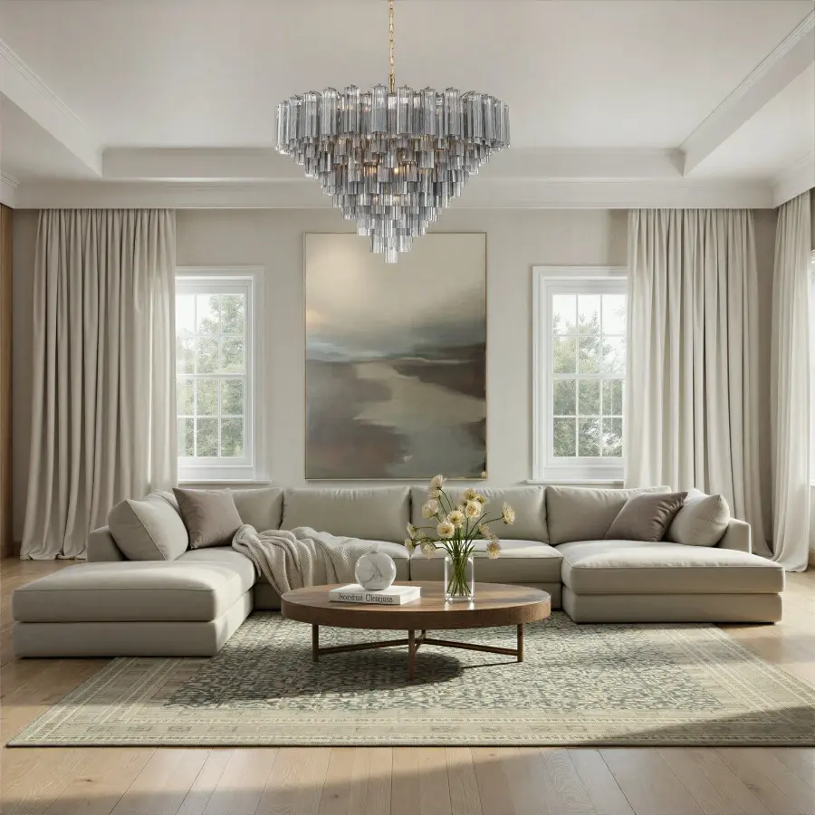 Addis 49" Chandelier in Aged Brass with Amber Glass - Image 27